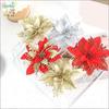 10 Stück Weihnachten Dreistöckige Weihnachtsblume Kunstblume Goldpuder Blume Weihnachtsbaum Feiertagsgeschenk Kranz Dekoration