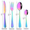 16Pcs Multicolor Dinnerware Set Stainless Steel Silverware Knife Fork Spoon Cutlery Mirror Flatware Kitchen Dinner Tableware Set