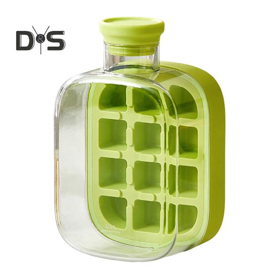 

Форма для льда для бутылок с водой Press-to-Cold 2-в-1 Форма для кубиков льда и чайник Быстрое приготовление льда Портативная бутылка Легкосъемная силиконовая форма Бесконтактная чашка для заморозки 500ML Without Straw зелёный