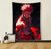 Jujutsu Kaisen Ryomen Sukuna Tapestry Red Black Anime Wall Hanging HD Print Dark Aesthetic Art for Bedroom Living Room