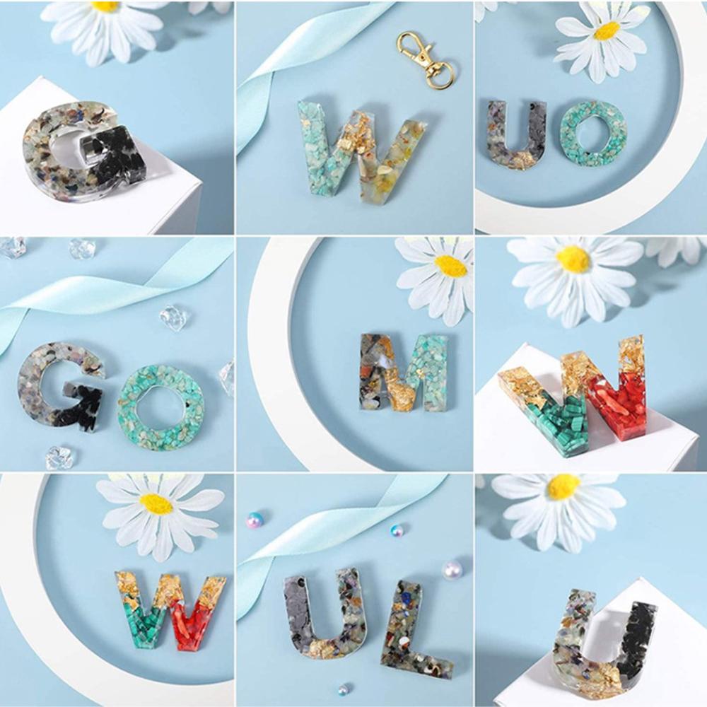 English Alphabet A-Z Epoxy Resin Silicone Mold Letter Number Keychain Earring Pendant DIY Crafts Casting Tool Resin Mould