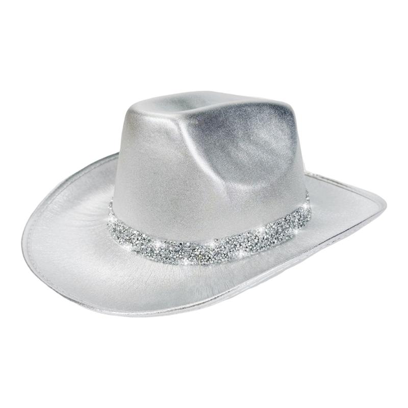 Eye-catching Crystal Cowboy Hats Bride Hat Panama Hat for Bachelorette Party Cowboy Hats for Club Stage Shows
