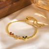 Colored Zircon Stone Heart Women's Bracelet Moon Star Adjustable Box Chain Wristband Jewelry Gift For Girlfriend Valentine's Day