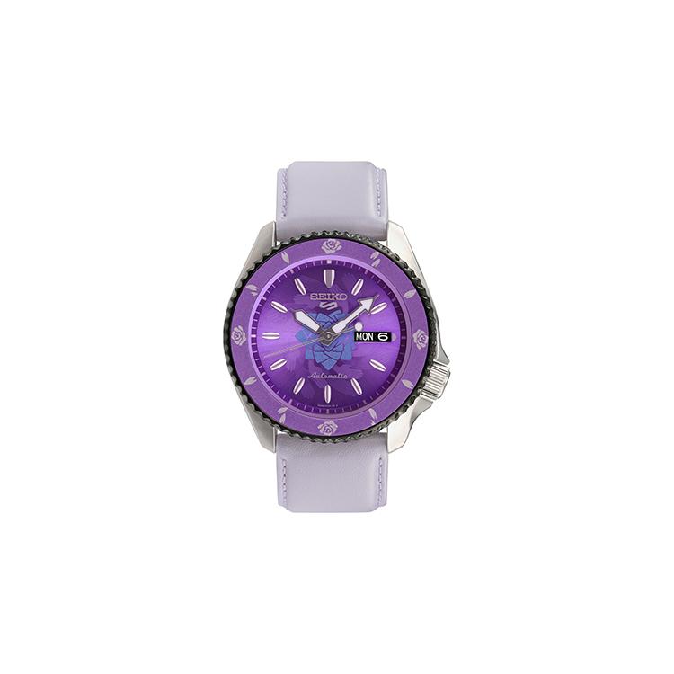 SEIKO Business Mechanical Movement Leather Strap Watch Unisex Purple Watch Dial SRPH09K1