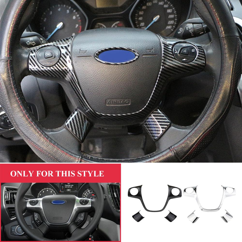 For Ford Focus 3 MK3 2012-2014 for KUGA Escape 2013-2015 Car Styling Steering Wheel Trim Cover Sticker Abs Chrome Decoration