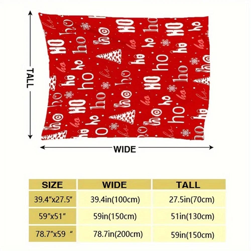 Soft Warm Flannel Santa Claus HO Print Throw Blanket for Couch Bed Office Travel Ideal Christmas Gift 100cm x 150cm