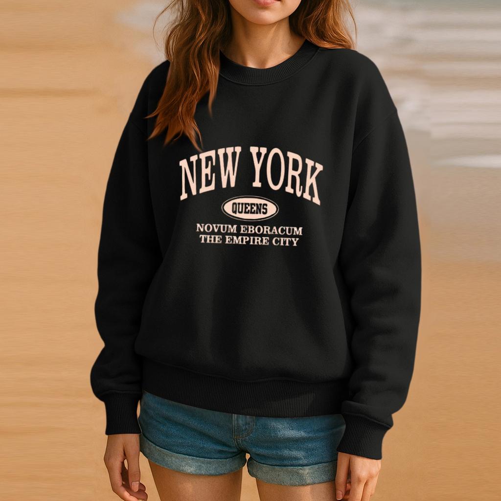 Hanorac cu gât rotund pentru femei Toamnă Hanorace grafice Vacanță Mânecă lungă Umeri căzuți Pulover