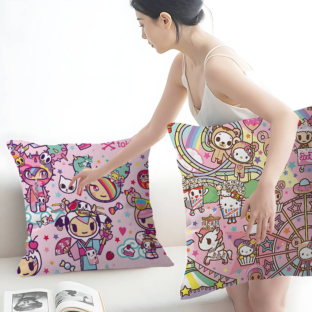 Cartoon T-Tokidoki Pillow Covers Cartoon Sofa Decorative Home Double-Sided Printing Short Plush Cute Cushion Cover