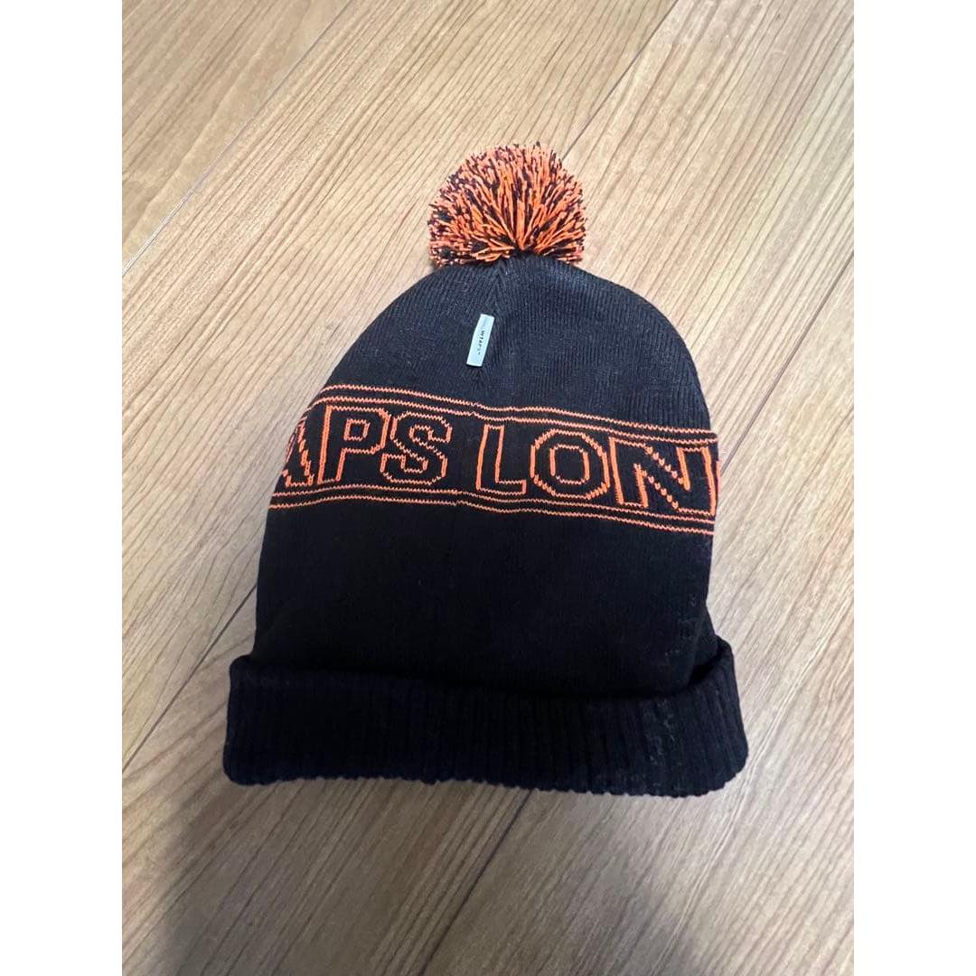 Used WTAPS Knit Hat Beanie with Pom Pom Black Orange