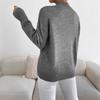 Women's Solid Color Loose Knit Sweater - Half-High Neck, Long Sleeve, Autumn/Winter Fashion.