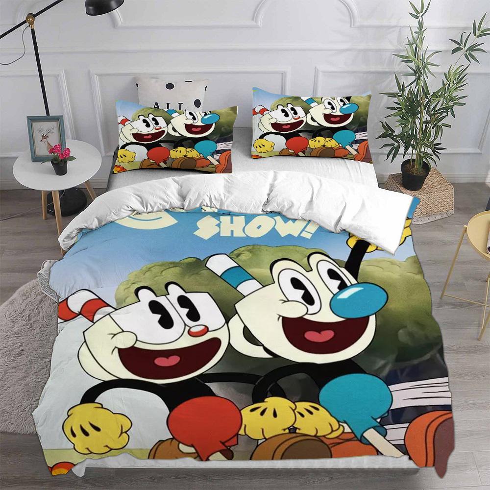 New 3D Print Game Cartoon Cuphead Bedding Sets Comforter Quilt Bed Cover Duvet Cover Pillow Case 2-3 Pieces Sets Kids Adult Size