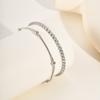 2pcs Stainless Steel Bracelets Set, Minimalist Elegant Bead Round Snake Chain Bracelet, Luxury Zircon Tennis Chain Wristband