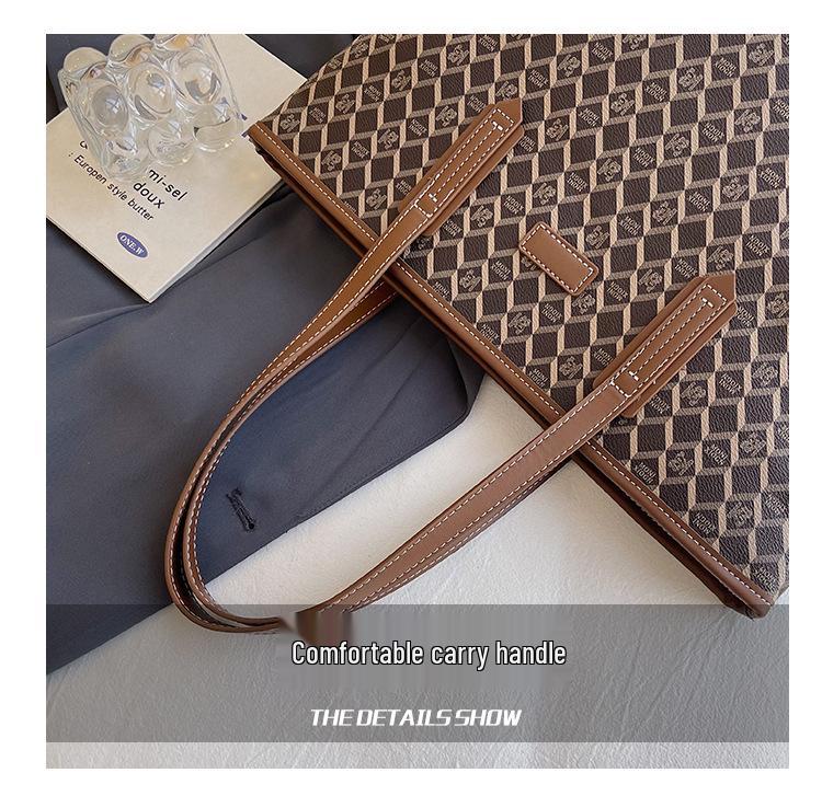 Bolso Tote de Alta Gama para Mujer con Estampado de Diamantes: Bolso de Hombro y Mano de Gran Capacidad Ligero de Lujo Tendencia 2025