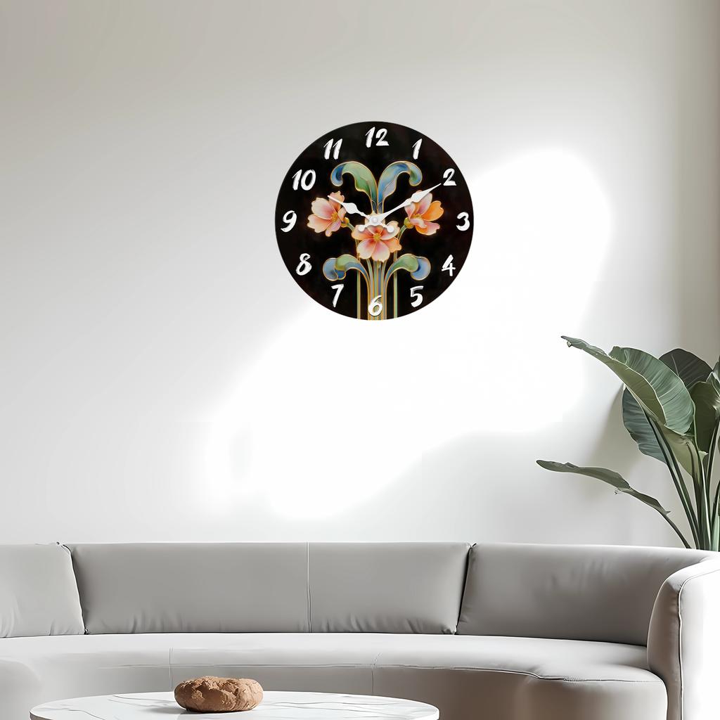 High-Quality Floral High-Quality Pattern High-Quality Wooden High-Quality Wall High-Quality Clock, 10-16Inch High-Quality Silent High-Quality Wall