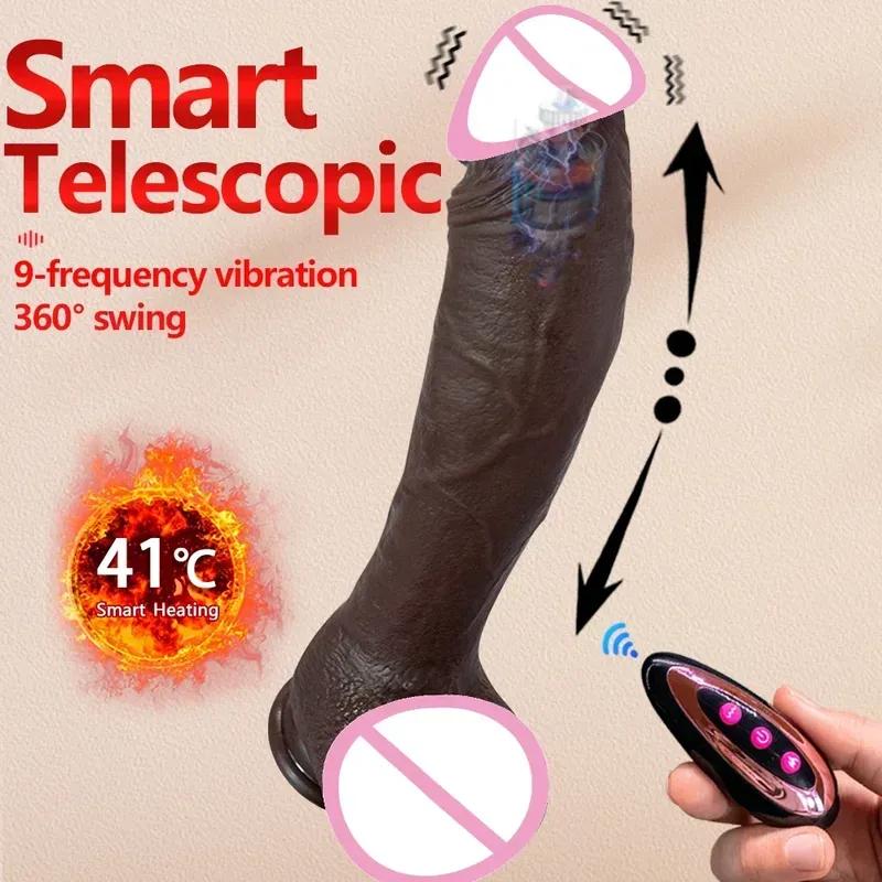 Soft Long  Realistic Big Dildo Vibrator Penis Telescopic Swing Heating Silicone Dildos Female Remote Control Vibrators for Women