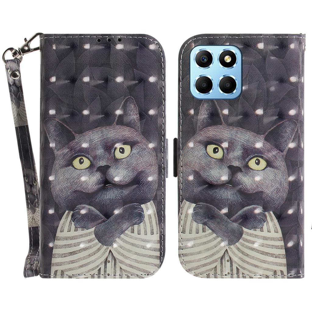 Etui ze skóry PU dla Honor X8 5G Etui ochronne Portfel Pokrowiec typu flip na telefon ze smyczą