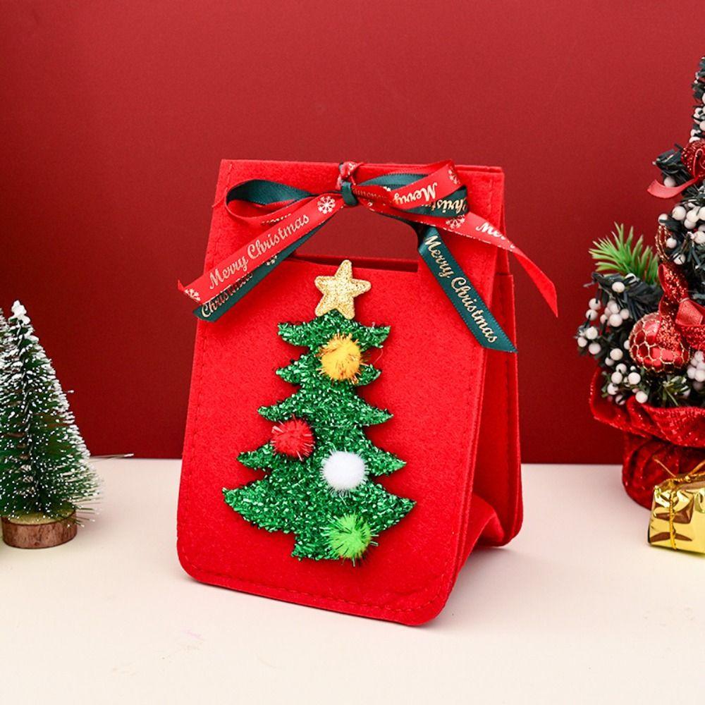 2PCS Red Green New Year Gift Bag Felt Cloth Christmas Apple Bag Christmas Gift Bag Christmas Season
