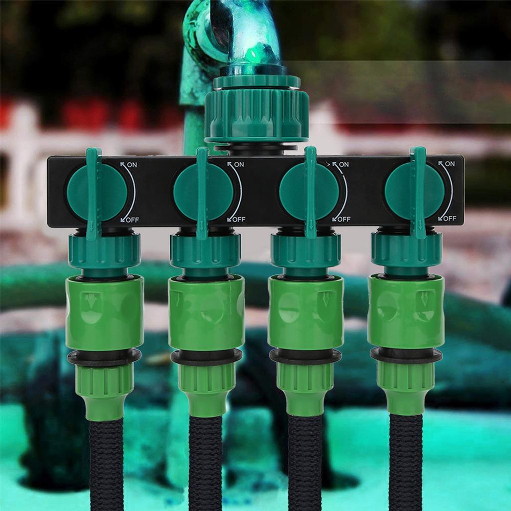 DN20 DN25 FNPT 4 Way Garden Hose Faucet Splitter with 1/4in Quick Connector Irrigation Fitting