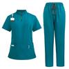 Stand-up Collar Zipper Doctor and Nurse Work Uniform Surgical Gown Straight Pants Solid Color Suit