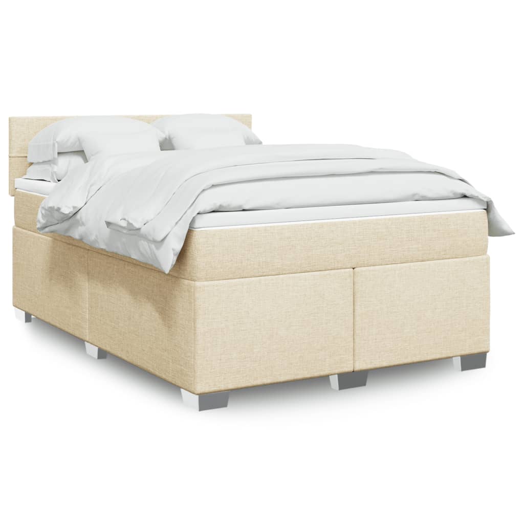 Box Spring Bed with Mattress Cream 140 x 200 cm Fabric