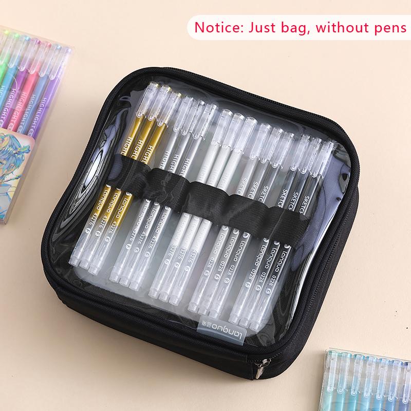 Canvas PVC Transparent Colored Gel Pen Storage Bag Large Capacity Portable Pencil Case Drawing Pen Stationery Bags