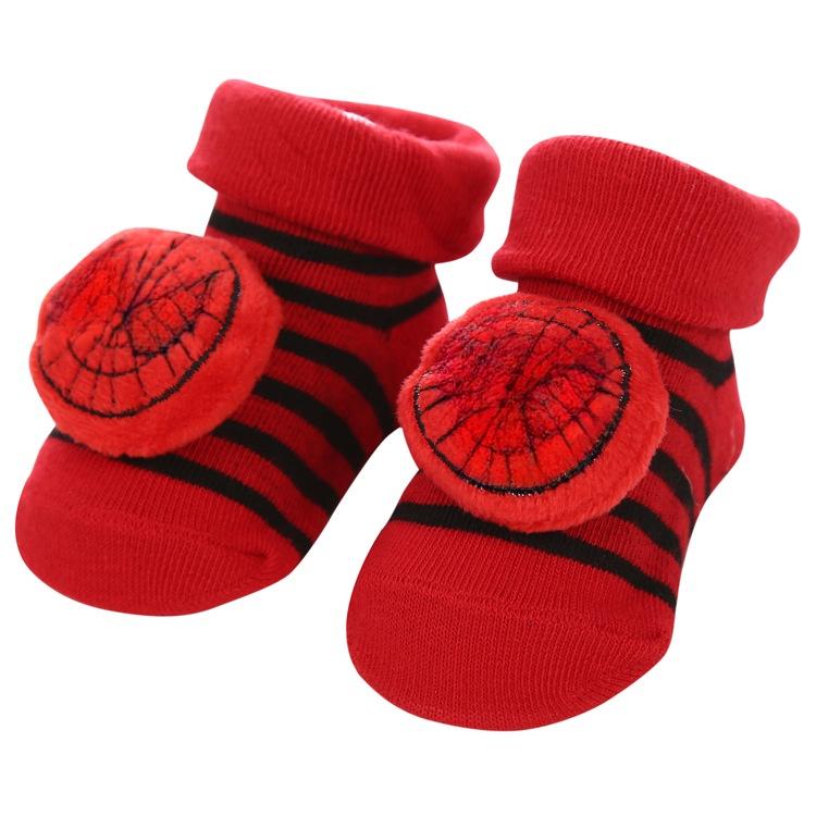 READY STOCK 0-12months Newborn New Cartoon Anti-skid Three-dimensional Doll Baby Socks Striped Dot Cute Children's Socks