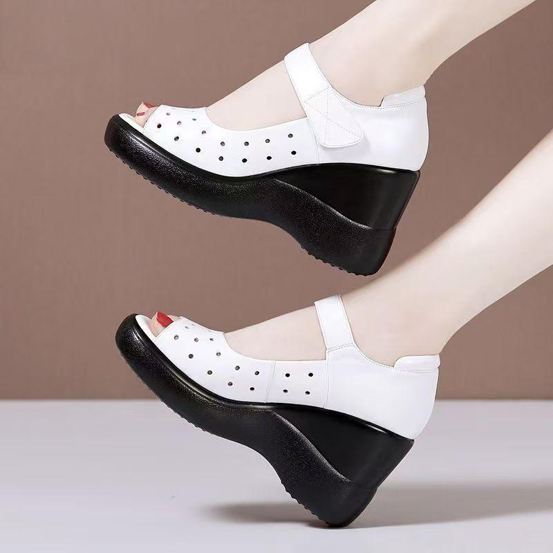 New Style Shoes - Soft Leather Soles, Thick Heels, Pointed Toe, Open Holes, Women's Sandals Devotion