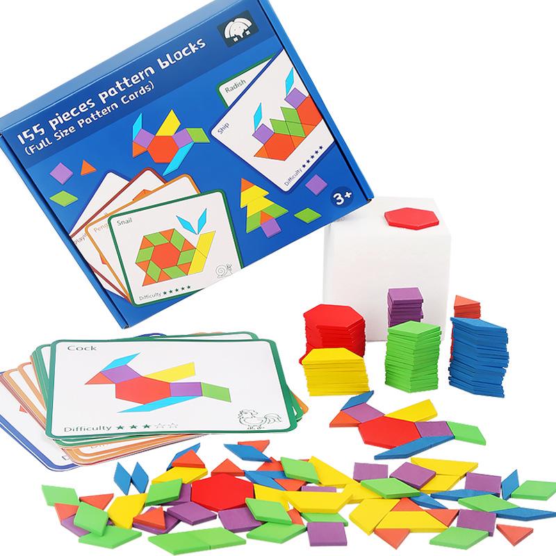 Creative 155-Piece Early Education Geometric Tangram Puzzle for Children