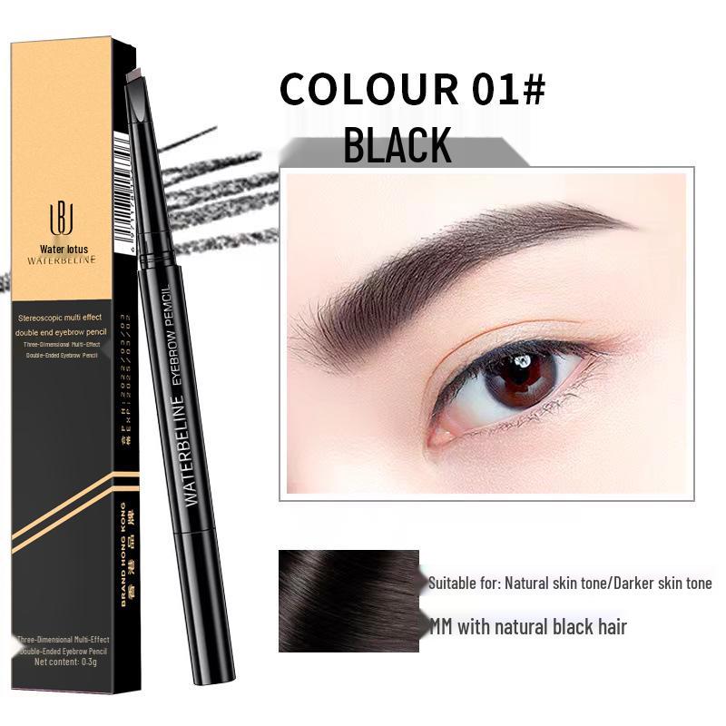 Water Lotus 3D Double-Ended Eyebrow Pencil: Waterproof, Sweatproof, Ultra-Fine, Natural, Smudge-Proof Makeup.