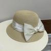 Elegant bow fisherman's hat children summer sunscreen straw hat women's sunshade seaside beach basin hat