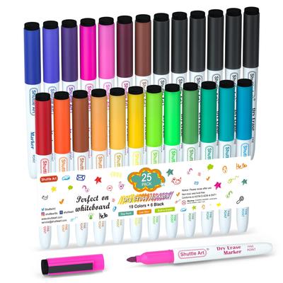 Shuttle Art Whiteboard Abwischbar Magnetisch 19 6 Schwarz Radierer Fein Hoch für und LED Ideal für und Schulen Marker, 25-teiliges Set, Marker, Farben,