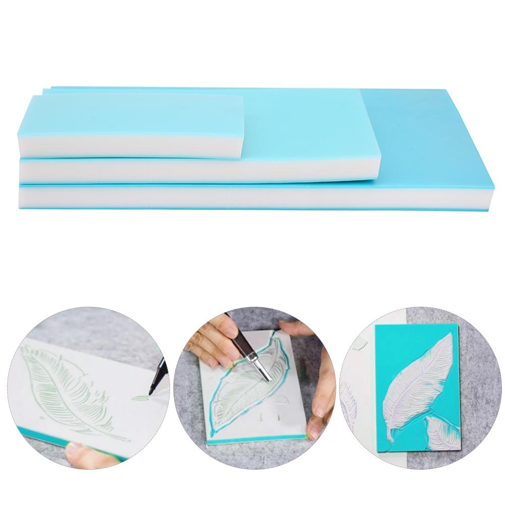 Trojvrstvý gumový blok pro razítkování, gravírování, vyřezávání, PVC gumový blok modrý bílý modrý