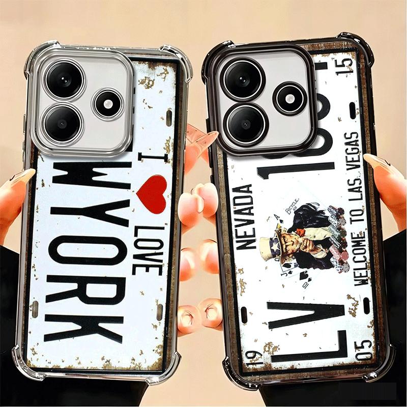Retro Vintage License Plate Soft Phone Case For Xiaomi Poco X7 X8 Pro Max X6 X5 X3 F8 Ultra F7 M8 M7 M5S Redmi 15C 15A 15 14C 13