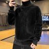 Imitation Mink Fur Sweatwear Mens Anti-pilling High Quality Knitted Turtleneck Sweater Slim Fit Long Sleeve Pullover Solid Color Trend Men Clothing
