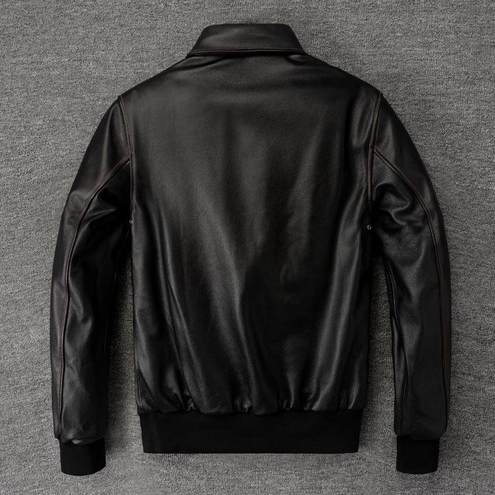 Black Brown Genuine Cow A2 Leather Jacket Men Real Cowhide Pilot Coat Air Force Flight Suits Spring Autumn