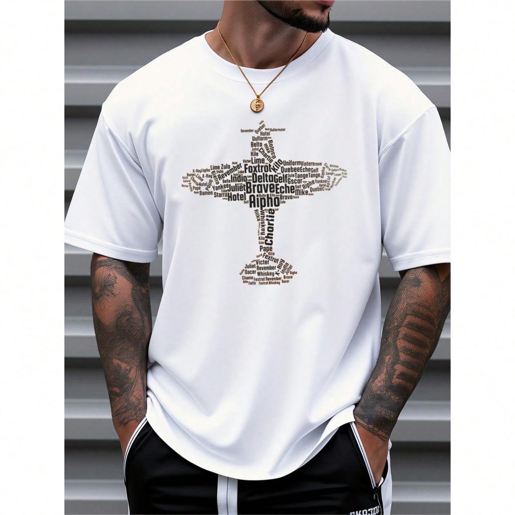 Mens Clothes T Shirts for Men Casual Style Design with Airplane Print  Pure Cotton Fabric Comfortable and Breathable Loose Fit