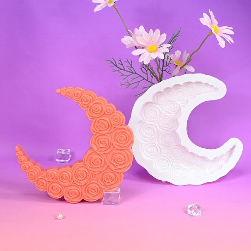 Moon Rose Silicone Molds For Mousse Cake Chocolate Candle Soap Crafting Food Safe Baking Tool Kitchen Accessory