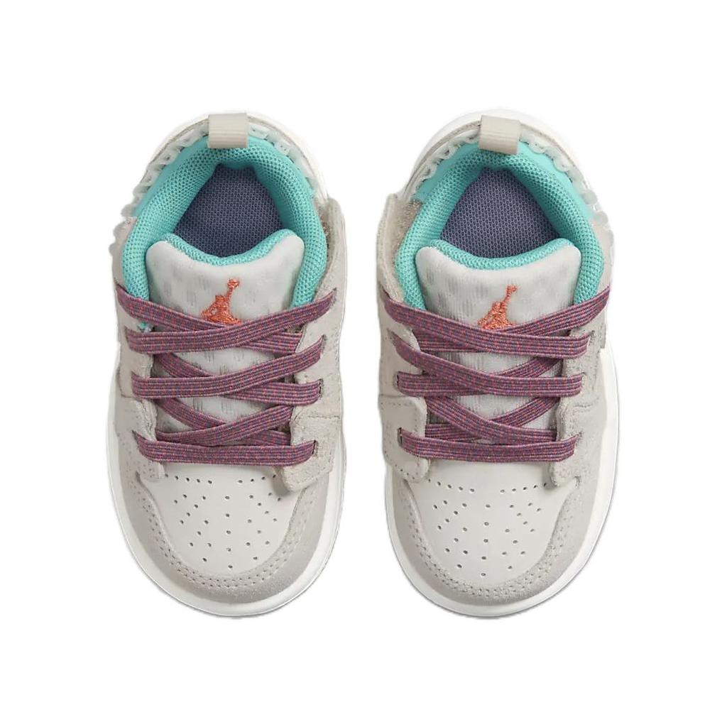 New Jordan Air Jordan 1 Anti-Slip Wear-Resistant Low-Top Toddler Shoes White Gray Infant And Toddler FQ8092-100