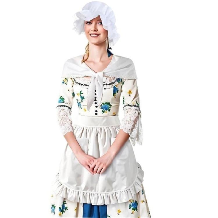 White Mobs Caps Ruffle Maid Waitress Apron Colonial Costume Set Pioneers Girls Costume Accessories for Maid Revolutionary