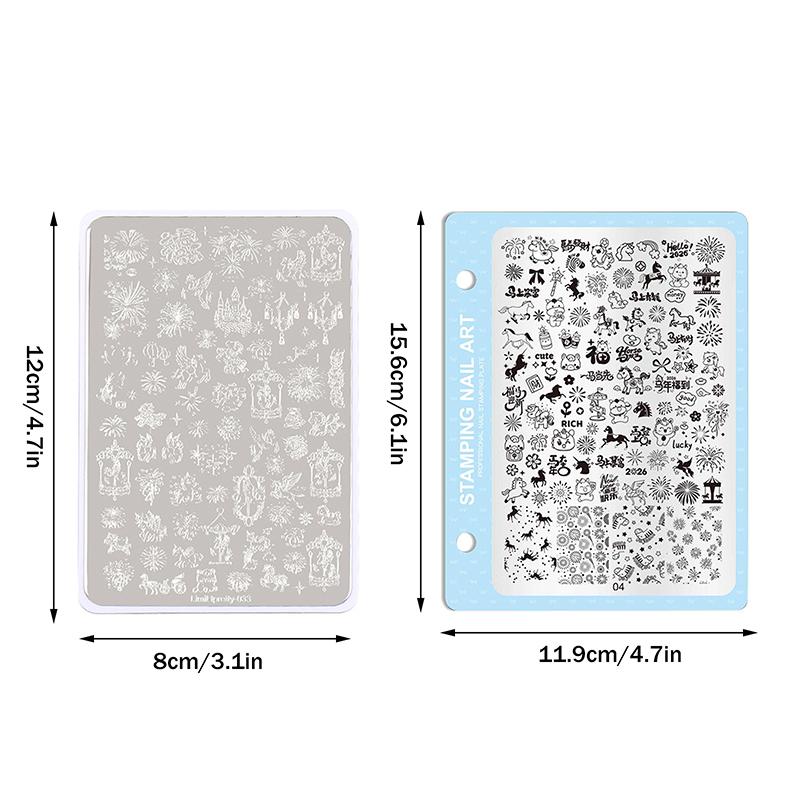 Stencils Print Nail Stencils Stainless Fireworks Nail Stamping Plates Celebration Holiday Year Horse Nail Art