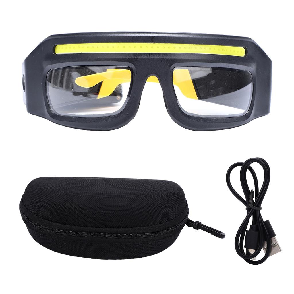 Headlamp Glasses Rechargeable IPX4 Water Proof Hand Waving Motion Sensor LED Glasses with 5 Lighting Modes Yellow