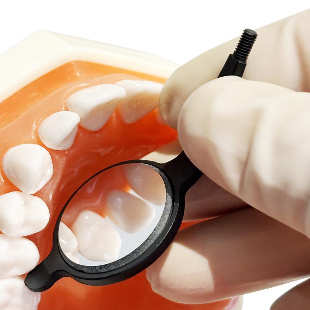 1 Stück Oberflächen-Mundspiegel Odontoskop Mundpflege Untersuchung Hygiene Glas Rohdium Spiegel Schwarz 22mm/24mm