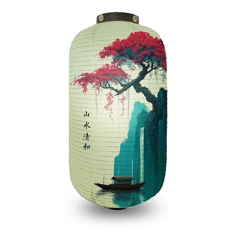 Chinese Pine Tree Scenery Pattern Lantern Outdoor Traditional Cylinder Lantern Wedding New Year Festival Decoration Lantern