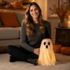 50cm Light Up Ghost Decoration with Hat for Indoor Outdoor Use Halloween Themed Fabric and Plastic Figure for Display