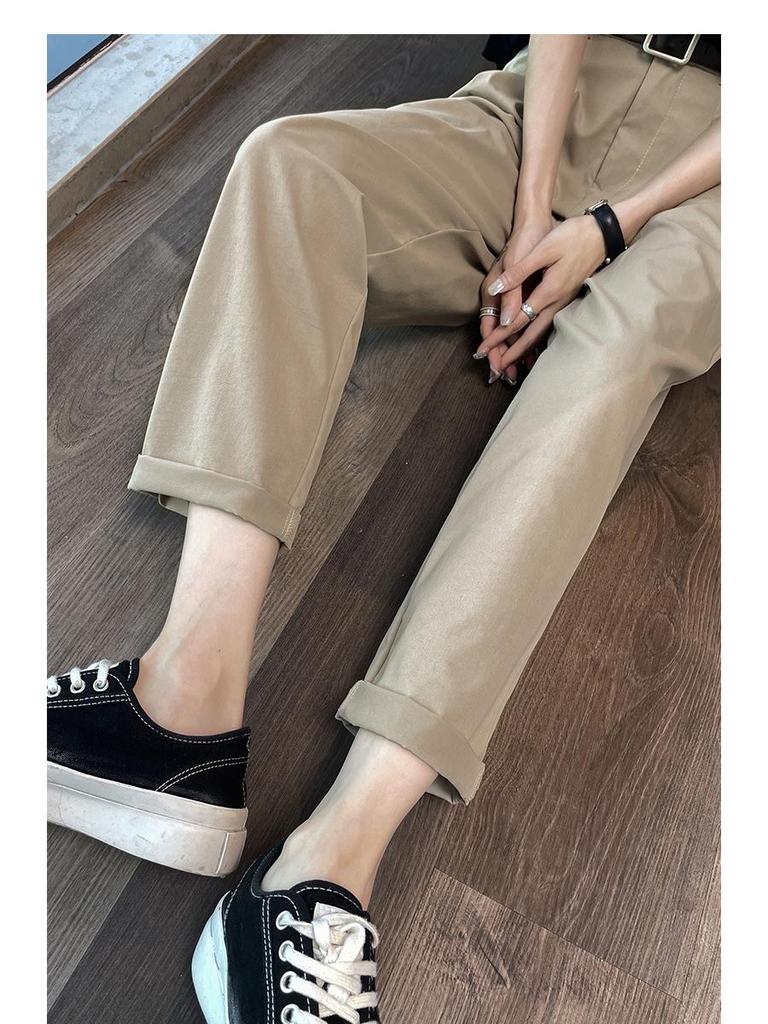 2024 High Waist Black Harem Carrot Pants for Women - Slimming, Lightweight, Nine-Point Style