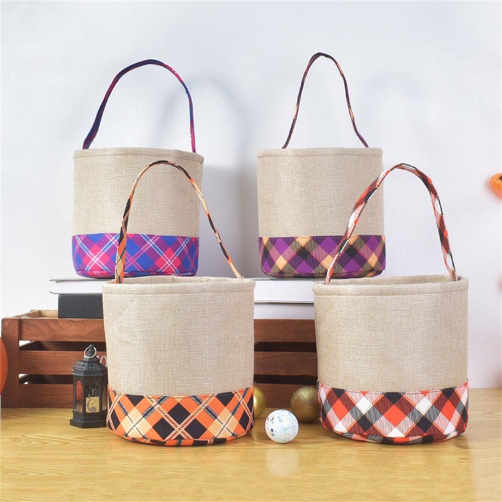 Halloween Candy Bucket with Handle Large Capacity Portable Cloth Candy Basket For Candy Treats Holiday Party Decoration