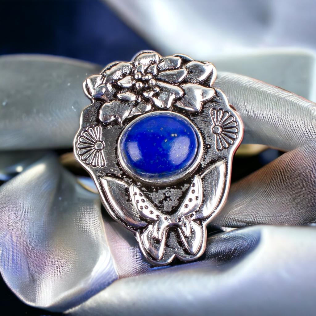 925 Solid Silver Semi Precious Gemstone Oxidised Designer Jewelry Pendant 1.37" CP-6