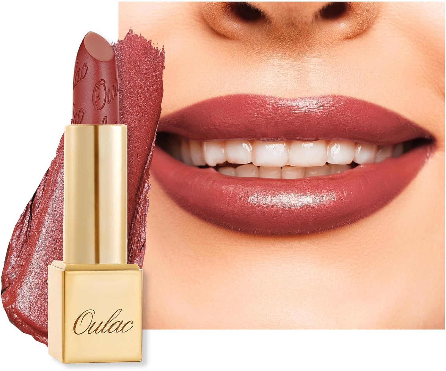 

OULAC Glow Metallic Shine Pink Lipstick, Rose High Impact Lipcolor, Lightweight Soft and Ultra Hydrating, Long Lasting, Vegan & Cruelty-Free, Ful