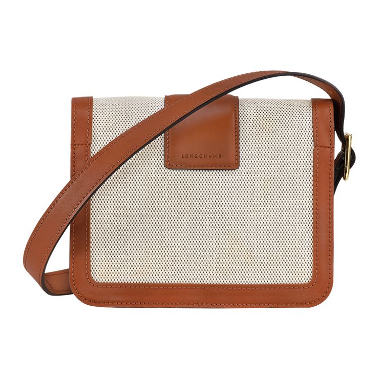 Longchamp Box-Trot 18 Magnetic Flap Canvas Shoulder Crossbody Bag Small Women bags Brown White 10174HBX504