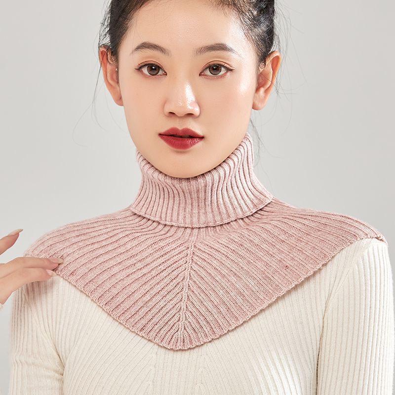 2025 Autumn/Winter High Neck Knit Shawl: Versatile Triangle Faux Collar Neck Warmer.